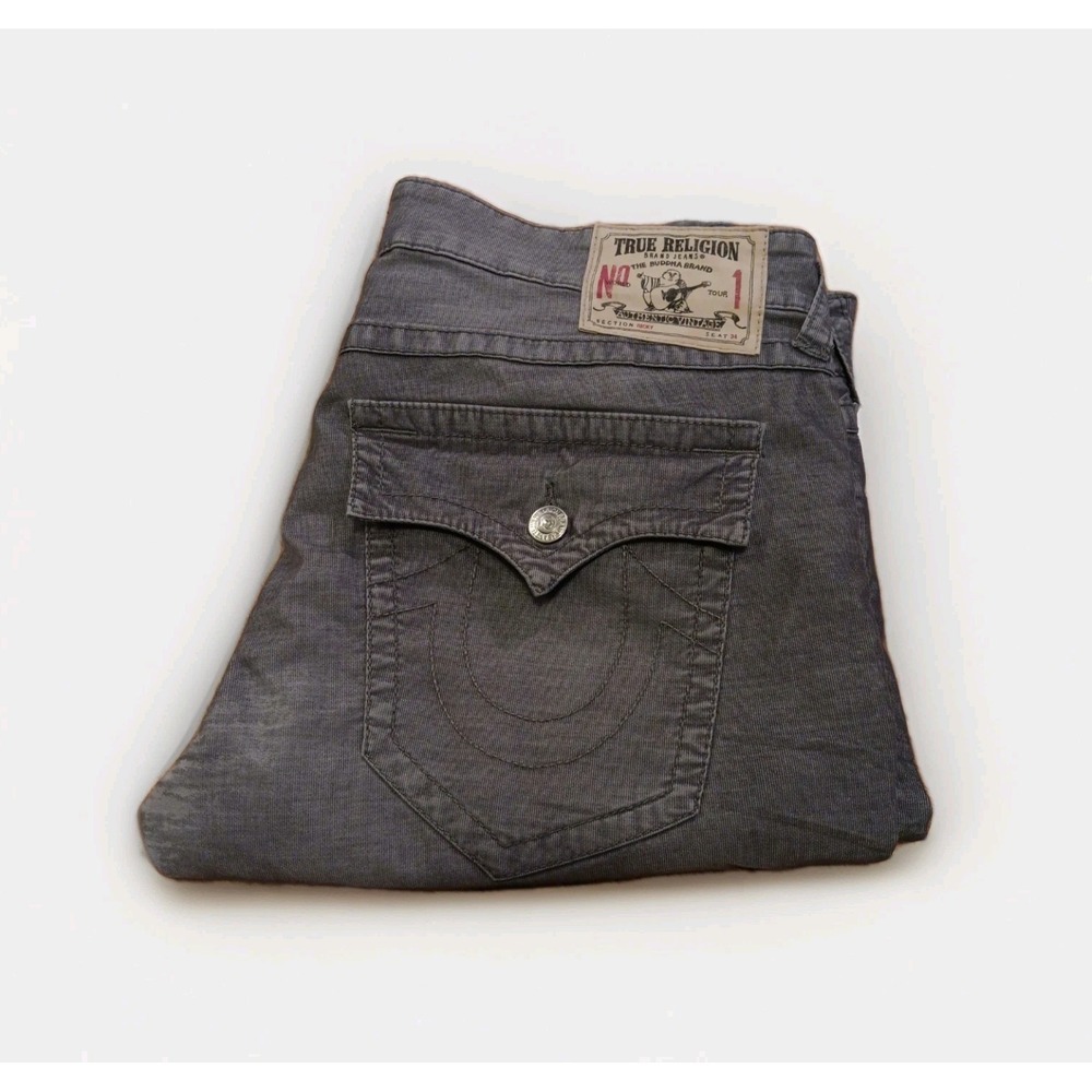 Vintage True Religion Ricky Corduroy Straight Leg Jeans Gray Men's Size 38 x 33